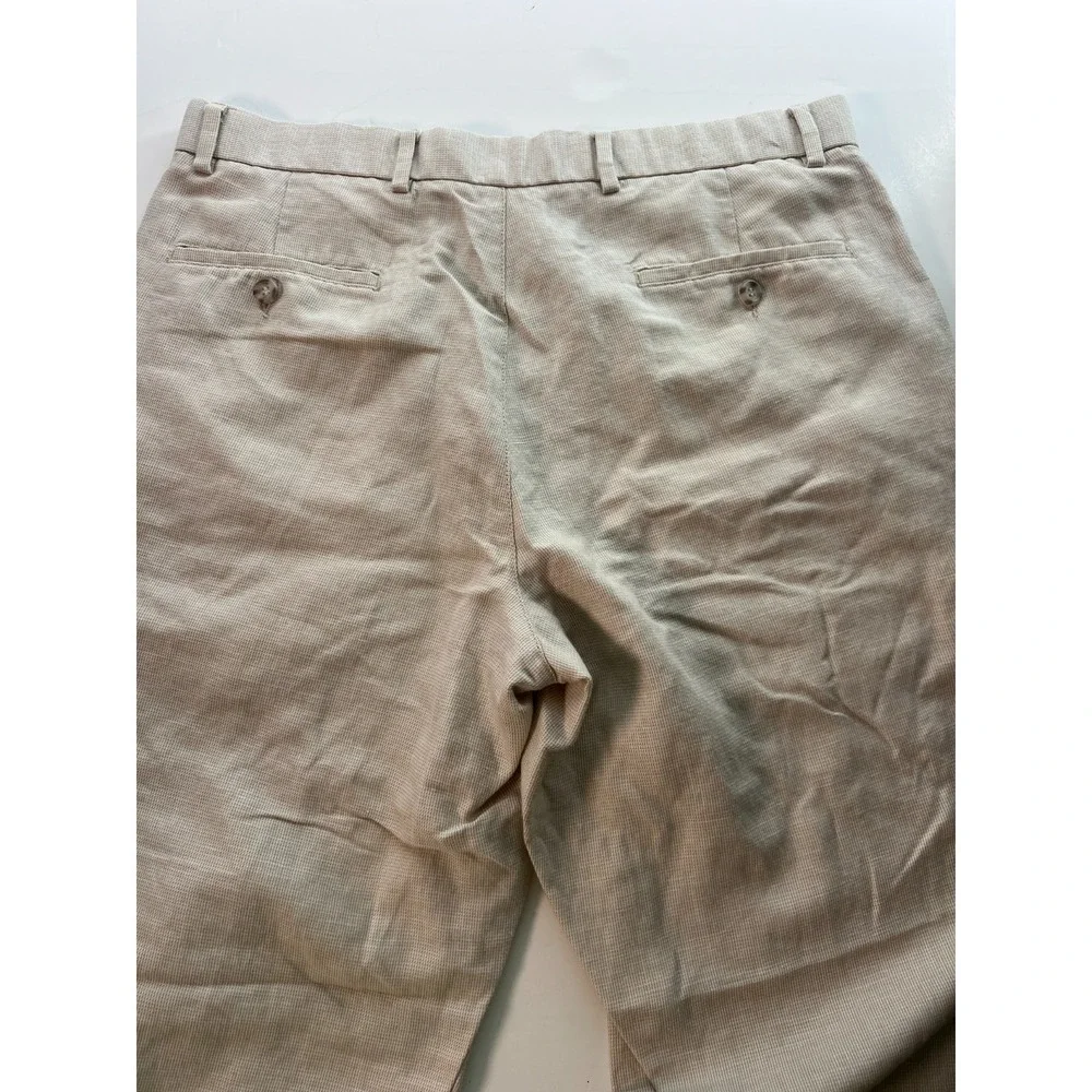 Dockers Premium Men's Pants W34 L32 Khaki Flat Front Relaxed Fit Actual 34x30.5